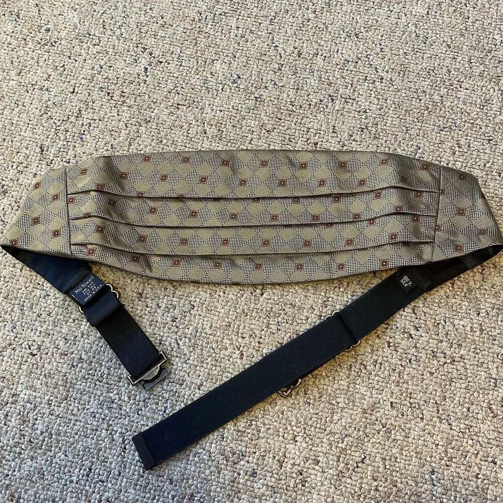 Mel Howard Formal Wear Accessories Silk Cummerbund One Size Fits All Gold Brown